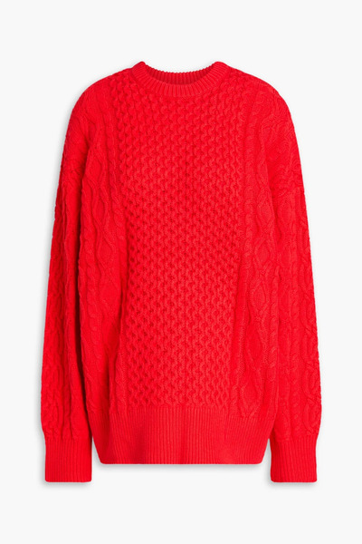  Staud - Tracy Cable-knit Cotton-blend Sweater - Red - S 