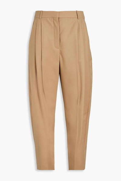  Stella Mccartney - Dawson Cropped Pleated Wool Tapered Pants - Neutral - It 36 