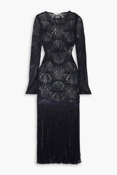  Stella Mccartney - Fringed Crocheted Maxi Dress - Blue - Xs 
