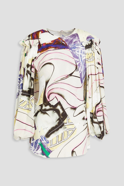  Stella Mccartney - Ruffled Printed Jersey Blouse - White - It 38 