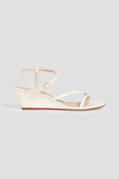  Stuart Weitzman - Oasis 50 Patent-leather Wedge Sandals - White - Us 10 