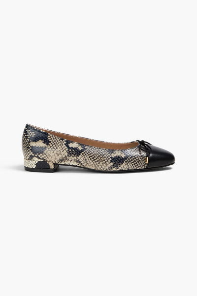  Stuart Weitzman - Sleek Bow Smooth And Snake-effect Leather Ballet Flats - Animal Print - Eu 35.5 
