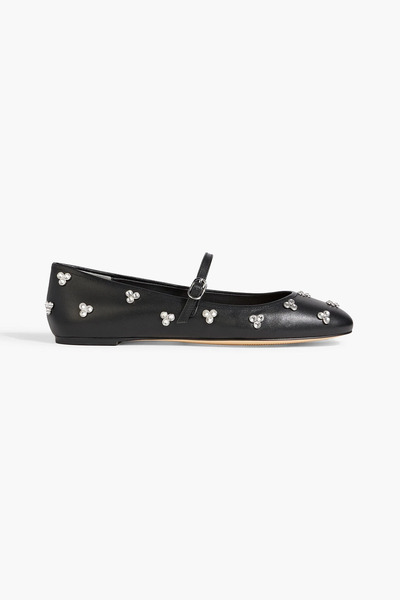  Stuart Weitzman - Tammy Crystal-embellished Leather Ballet Flats - Black - Us 7 