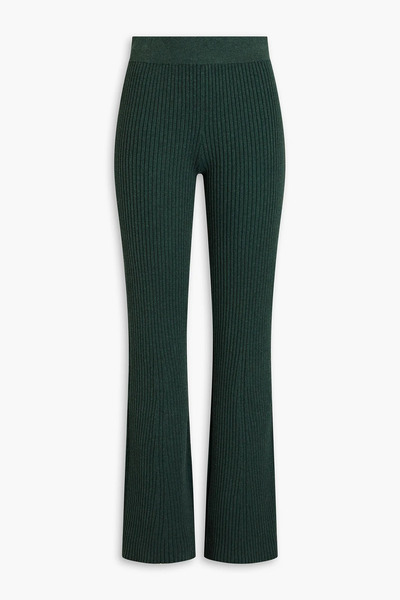  The Range - Ribbed-knit Flared Pants - Green - Xs 