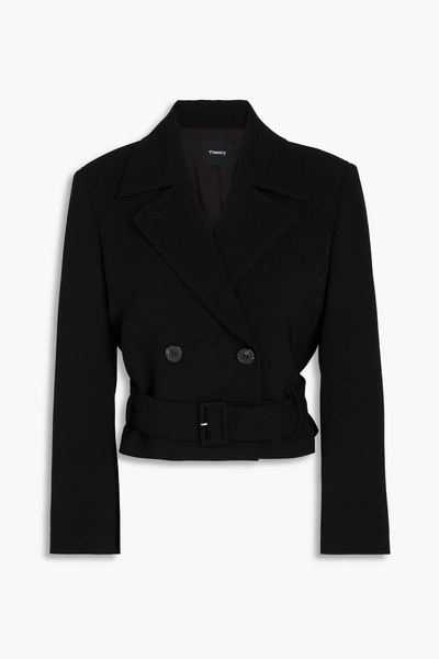  Theory - Cropped Crepe Jacket - Black - L 
