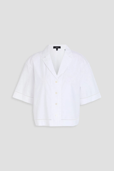  Theory - Cropped Stretch-cotton Poplin Shirt - White - M 