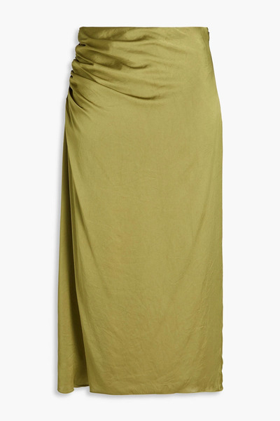  Theory - Gathered Satin Midi Skirt - Green - Us 0 
