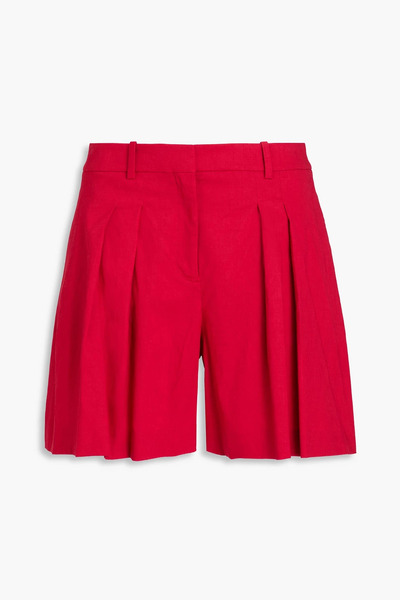  Theory - Pleated Linen-blend Shorts - Red - Us 0 