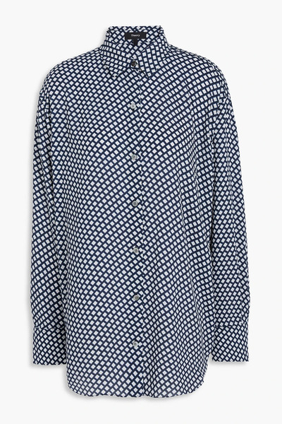  Theory - Printed Crepe Shirt - Blue - M 