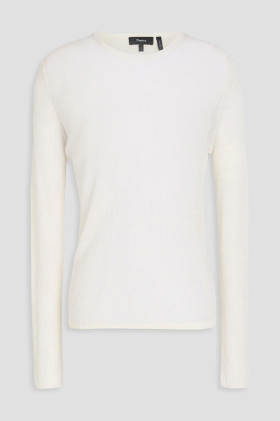  Theory - Ribbed Linen-blend Top - White - S 
