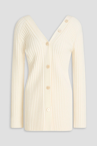  Theory - Ribbed Wool Cardigan - White - Xs 