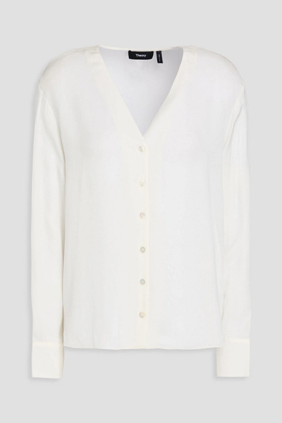  Theory - Silk-cady Shirt - White - L 