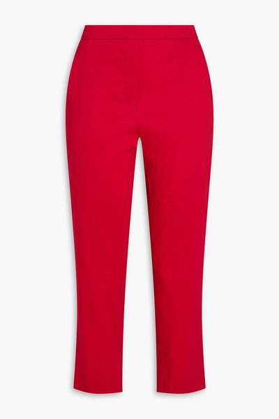  Theory - Treeca Cropped Linen-blend Tapered Pants - Burgundy - Us 0 