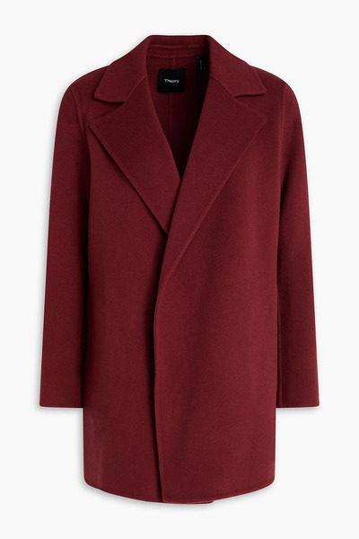  Theory - Wool And Cashmere-blend Felt Coat - Burgundy - S 