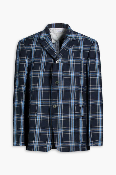  Thom Browne - Checked Wool And Linen-blend Blazer - Blue - 2 