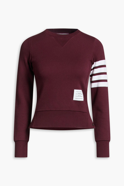  Thom Browne - Striped French Cotton-terry Sweatshirt - Burgundy - It 36 