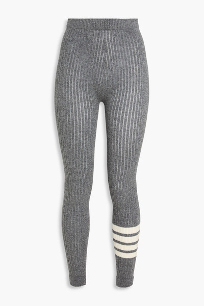  Thom Browne - Striped Ribbed Wool-blend Leggings - Gray - S 