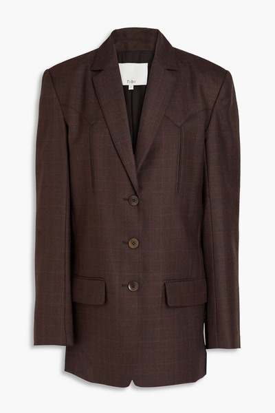  Tibi - Checked Wool Blazer - Brown - Us 0 
