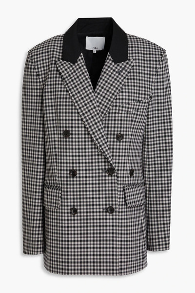  Tibi - Double-breasted Gingham Twill Blazer - Black - Us 0 