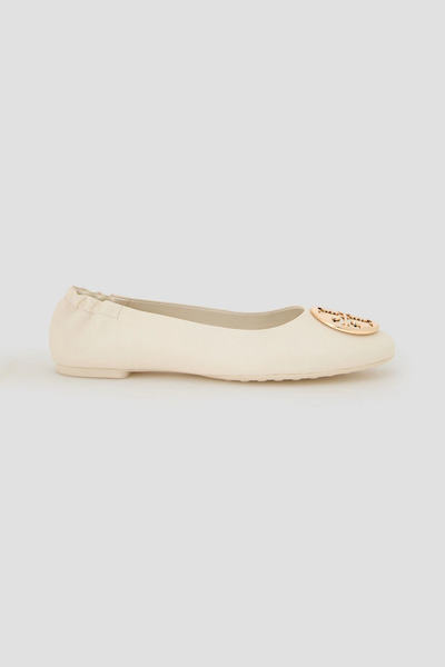  Tory Burch - Claire Embellished Textured-leather Ballet Flats - White - Us 5 