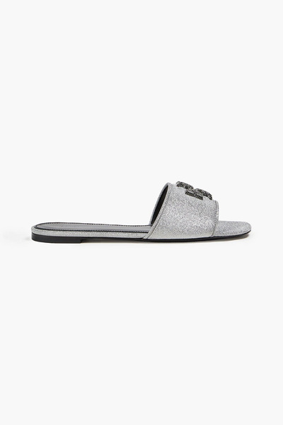  Tory Burch - Eleanor Embellished Glittered Leather Slides - Metallic - Us 5.5 