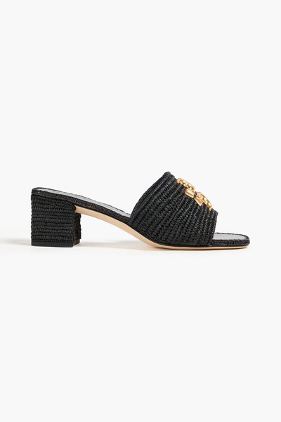  Tory Burch - Eleanor Embellished Raffia Mules - Black - Us 5 
