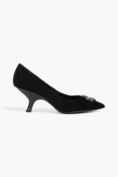  Tory Burch - Eleanor Embellished Suede Pumps - Black - Us 5.5 