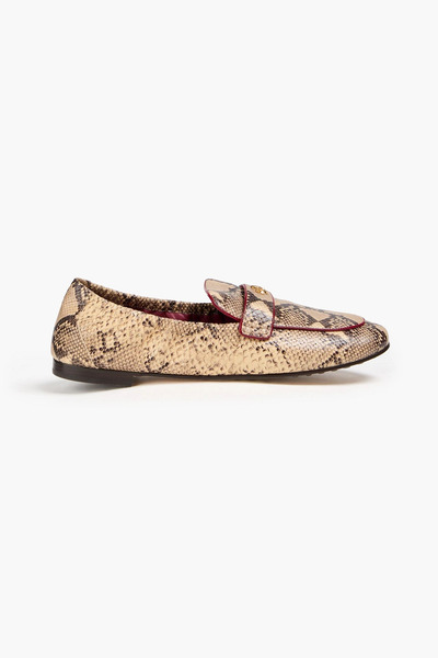  Tory Burch - Embellished Snake-effect Leather Loafers - Animal Print - Us 6.5 