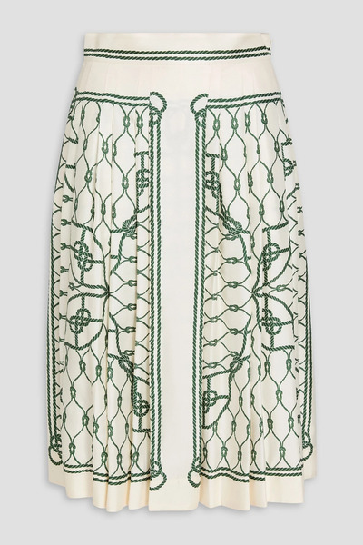  Tory Burch - Printed Silk-twill Midi Skirt - White - Us 4 
