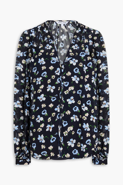  Veronica Beard - Alec Floral-print Silk-georgette Blouse - Blue - Us 0 
