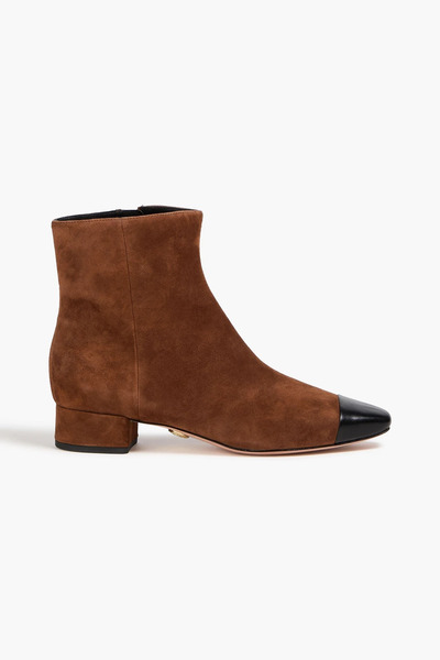  Veronica Beard - Cecile Leather And Suede Ankle Boots - Brown - Us 7.5 