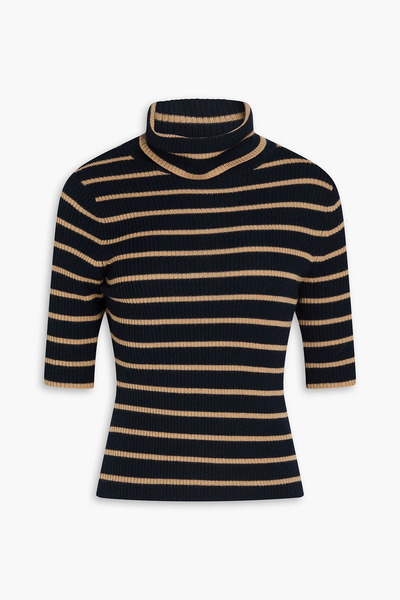  Veronica Beard - Katrina Striped Wool Turtleneck Top - Blue - Xs 