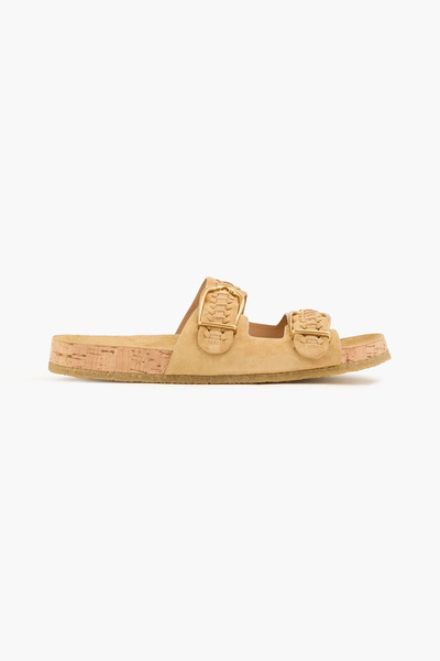  Veronica Beard - Paige Buckled Suede Sandals - Neutral - Us 6 