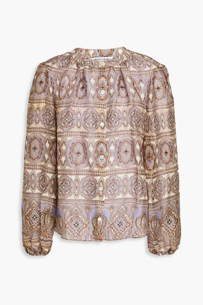  Veronica Beard - Printed Linen And Silk-blend Blouse - Brown - Us 0 