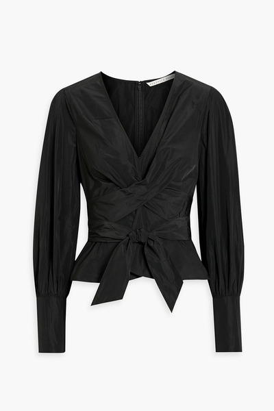  Veronica Beard - Seema Wrap-effect Taffeta Blouse - Black - Us 8 