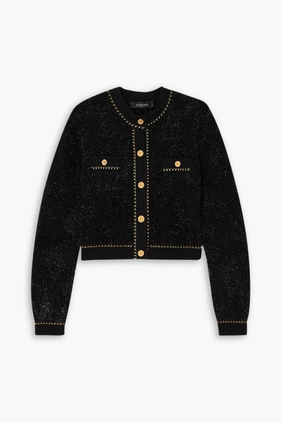  Versace - Metallic Wool-blend Bouclé Cardigan - Black - It 46 