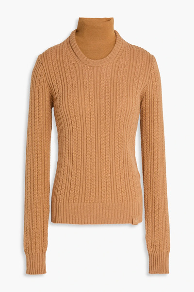  Victoria Beckham - Layered Ribbed Wool-blend Turtleneck Sweater - Brown - Xs 