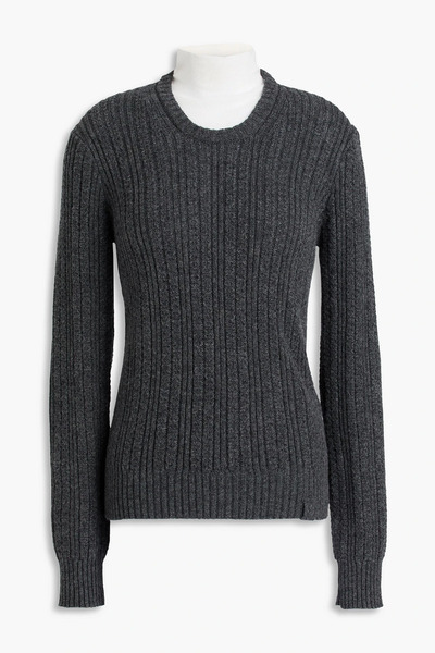  Victoria Beckham - Layered Ribbed Wool-blend Turtleneck Sweater - Gray - S 
