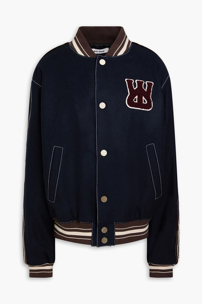  Wales Bonner - Appliquéd Brushed Wool-blend Felt Bomber Jacket - Blue - It 42 
