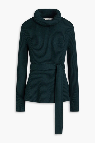  Zimmermann - Belted Ribbed Wool Turtleneck Sweater - Green - 1 