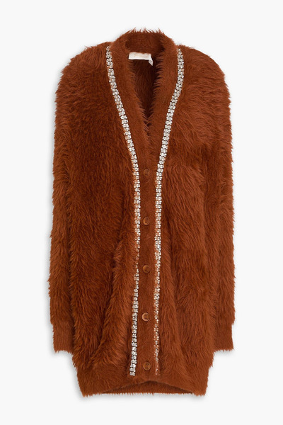  Zimmermann - Crystal-embellished Brushed Knitted Cardigan - Brown - M 