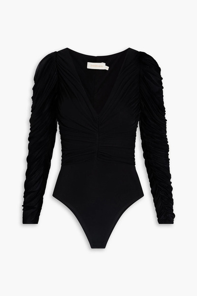  Zimmermann - Ruched Stretch-knit Bodysuit - Black - 0 