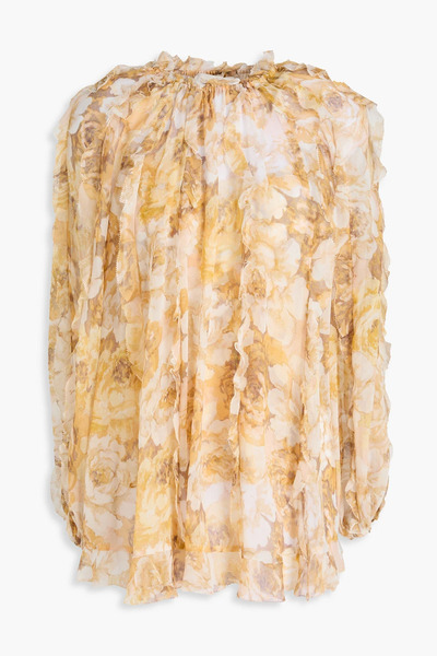  Zimmermann - Ruffled Floral-print Georgette Blouse - Yellow - 0 