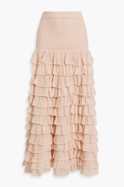  Zimmermann - Ruffled Pointelle-knit Maxi Skirt - Pink - 00 