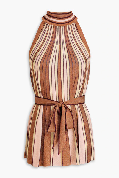 Zimmermann - Striped Metallic Knitted Top - Brown - 00 