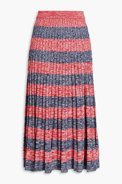  Zimmermann - Striped Ribbed-knit Midi Skirt - Red - 00 