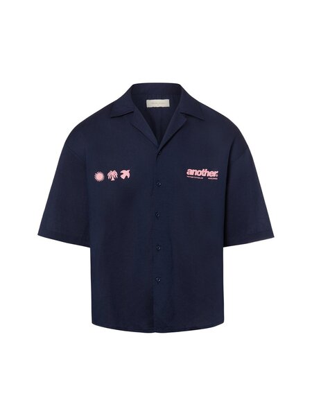  Another Cotton Lab Męska Casualowa Koszula Lniana - Rave Linen Bowling Mężczyźni Comfort Fit Len (100%) Niebieski, S 