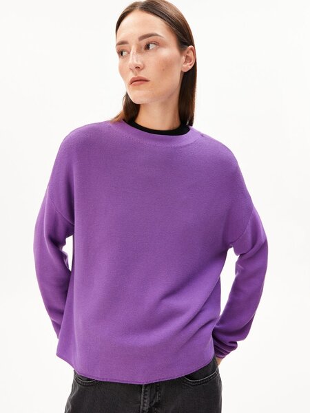  Armedangels Sweter Damski - Merinaa Kobiety Bawełna Lila, M 