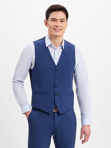  Finshley & Harding London Męska Kamizelka Modułowa - Wesdon Mężczyźni Slim Fit Sztuczne Włókno Niebieski, 42 