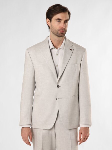  Finshley & Harding London Męska Kurtka Modułowa Z Zawartością Lnu - Big Mężczyźni Comfort Fit Szary, 46 